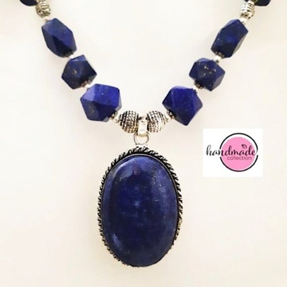 Vintage Necklace Genuine Blue Lapis Lazuli Gemstones 925 Silver Rondelle… - Picture 3 of 13